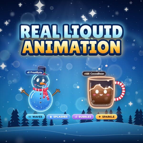 Christmas Liquid Goal Widget for StreamElements, Animated Sub Goal Overlay, Twitch Kick YouTube Follower Goal Bar, OBS Holiday - photo 7