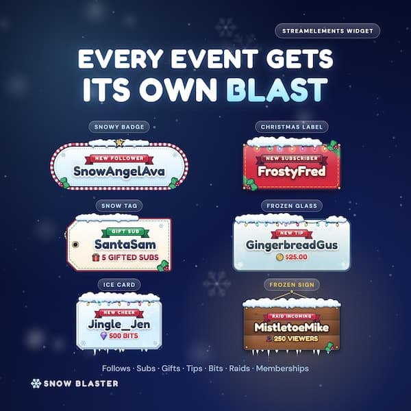 Twitch Alerts Christmas  | StreamElements Widget | Animated Snowball Stream Overlay with Goal Bar | Twitch YouTube Kick | One-Click Install - photo 5