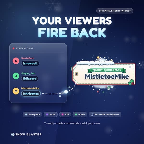 Twitch Alerts Christmas  | StreamElements Widget | Animated Snowball Stream Overlay with Goal Bar | Twitch YouTube Kick | One-Click Install - photo 7