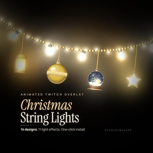 Christmas String Lights Twitch, Kick, YouTube Overlay, Animated String Lights Stream Decoration, StreamElements Widget for OBS & Streamlabs thumbnail