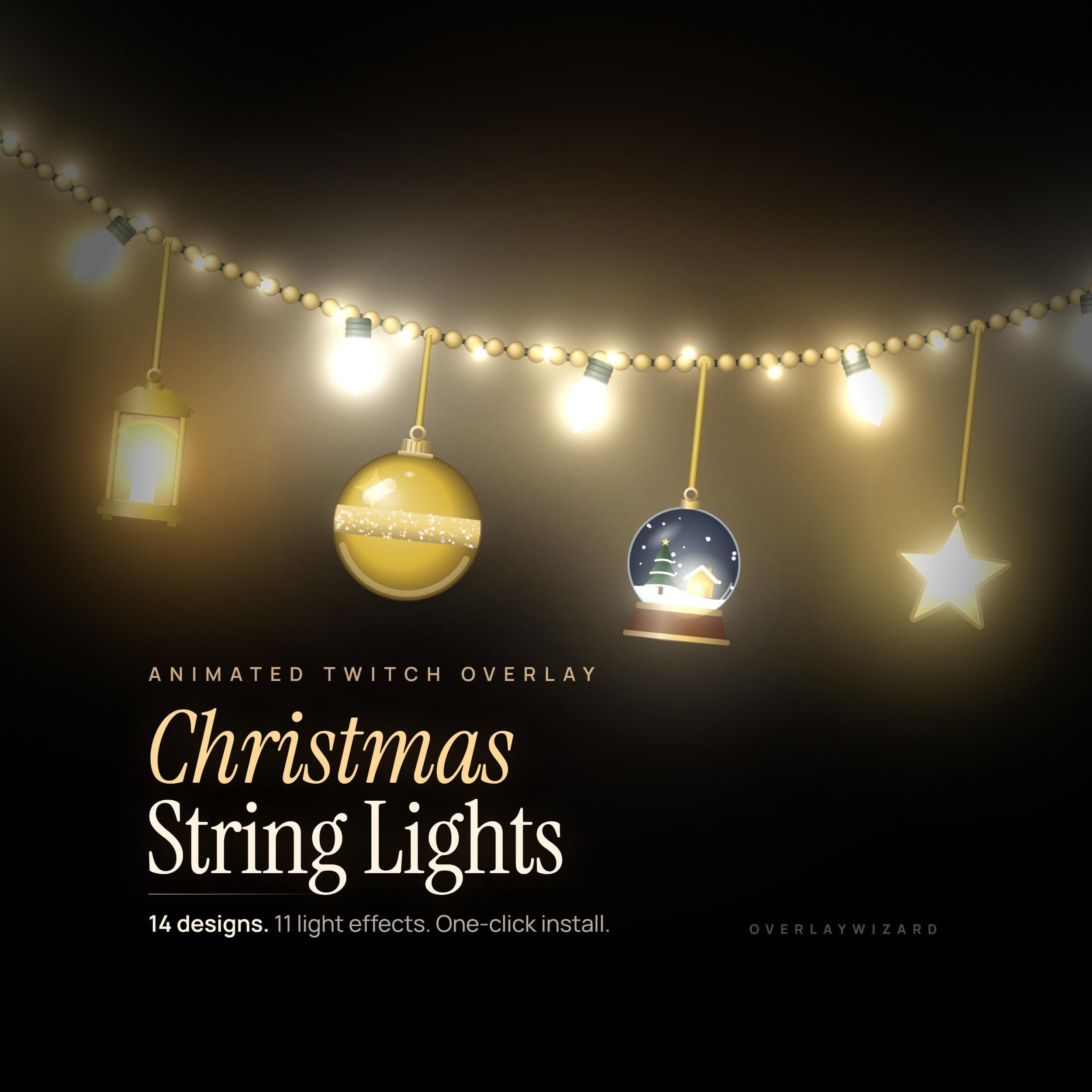 Christmas String Lights Twitch, Kick, YouTube Overlay, Animated String Lights Stream Decoration, StreamElements Widget for OBS & Streamlabs thumbnail