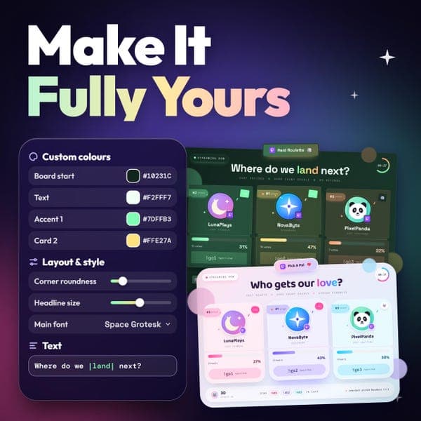 StreamElements Twitch Widget | Raid Vote Overlay | Chat Poll with Countdown and Winner Banner | OBS Stream Overlay | 5 Themes - photo 9