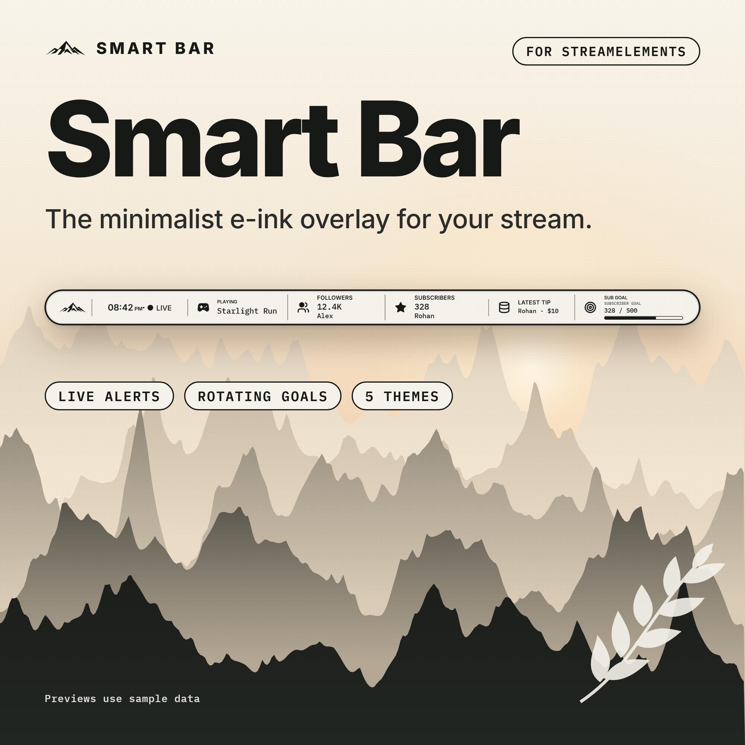 Minimalist Stream Overlay Bar for StreamElements | Info Bar Widget Twitch YouTube Kick OBS | Alerts Goals | Instant Download - photo 8
